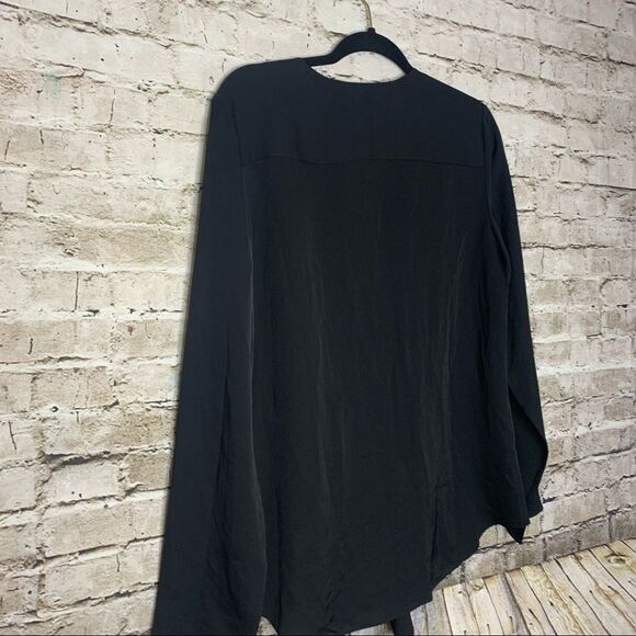 Theory Black Jastrid Modern Silk Ruffled sz Large - Picture 9 of 12